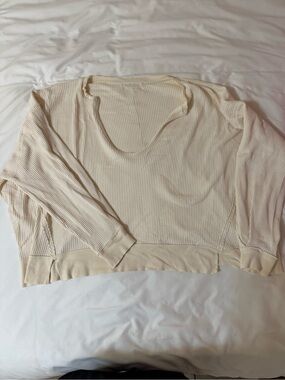 Women's Free People We the Free Cream Waffle-Knit Scoop Neck Top